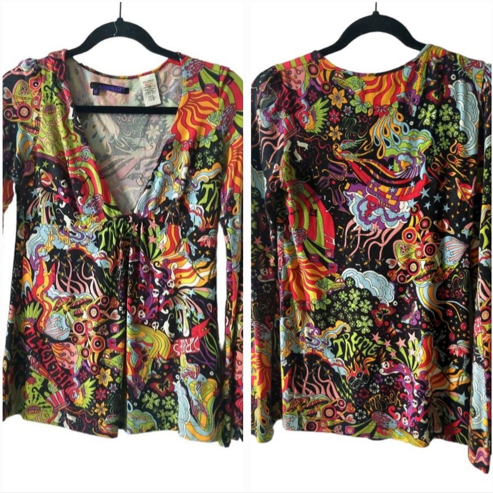 Miss Sixty Printed V-Neck Long Sleeve Tunic